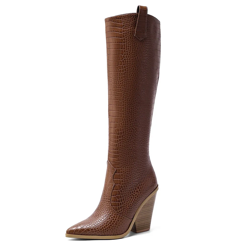Aosphiraylian Western boy Winter Autumn Long Boots For Women 2023 Elegant  Skin  - £150.63 GBP