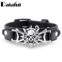 2018 Skeleton Star Eye Punk Rock Leather Belt Buckle  Bracelets For Wome... - £9.87 GBP