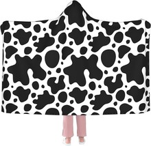 Cow Print Blanket Hoodie Warm Wearable Blanket Soft Hooded Blanket Fleece - £16.03 GBP+