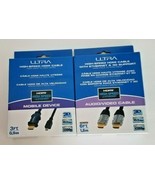 Lot of 2 Ultra High Speed HDMI Cables A/V &amp; Mobile Device by Streak Prod... - £9.12 GBP