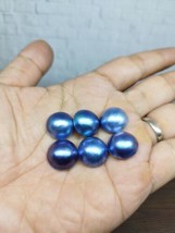 6 Pcs Celebes Mabe Half Pearl South Sea Loose Beads BLUE 14-15mm_p86 - £32.95 GBP