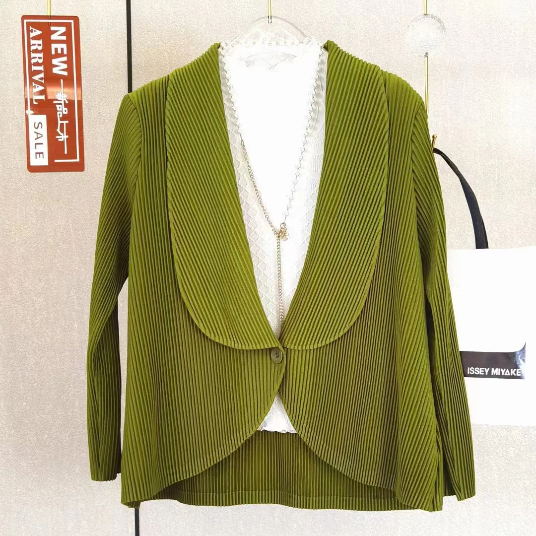 GIGIYW wrinkled top coat   pure color cardigan shirt coat female blazer Women au - £180.24 GBP
