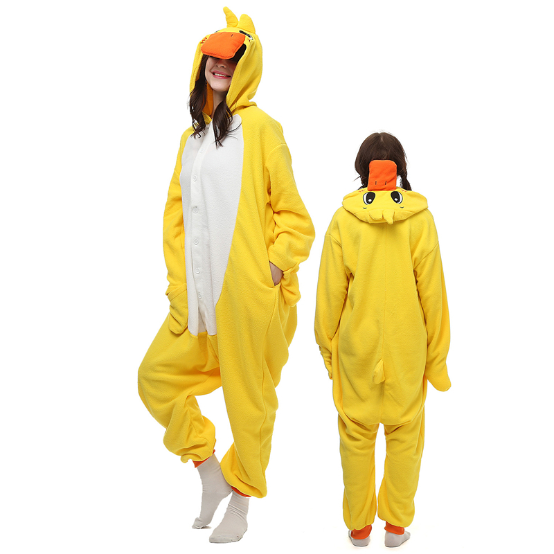 Yellow Duck Adult Onesies Animal Cartoon Kigurumi Pajamas Halloween CosplayY