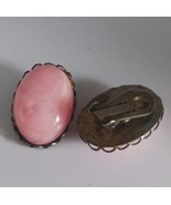Vintage Pink Oval Goldtone Clip on Earrings - €13,02 EUR