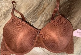 Juicy Couture ~ Women&#39;s Push Up Bra Brown Padded Underwire Nylon Lace ~ 40D - $24.74