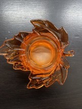 Decorative Fall Leaf Glass Tealight Holder Orange  ~4” long - £6.43 GBP