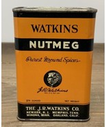 Vtg JR Watkins Nutmeg Spice Tin Container The Best In Spices Orange 3.25... - $19.75