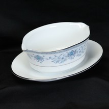 Noritake Blue Hill Gravy Boat attached Underplate - £28.50 GBP