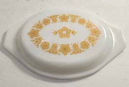 Vintage Pyrex White Gold Butterflies Glass Oval Casserole Replacement Li... - $18.81