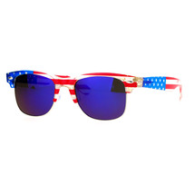 USA American Flag Print Sunglasses Patriotic Square Horn Rim Spring Hinge - £13.37 GBP