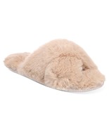 $35 Jenni Women&#39;s Crisscross Faux Fur Slide Boxed Slippers Beige Size 5-6 - $261.40 MXN