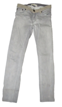Maje Women&#39;s Gray Denim Skinny Jeans, Lamb Suede Detail, Low Rise Size 4 - £39.30 GBP