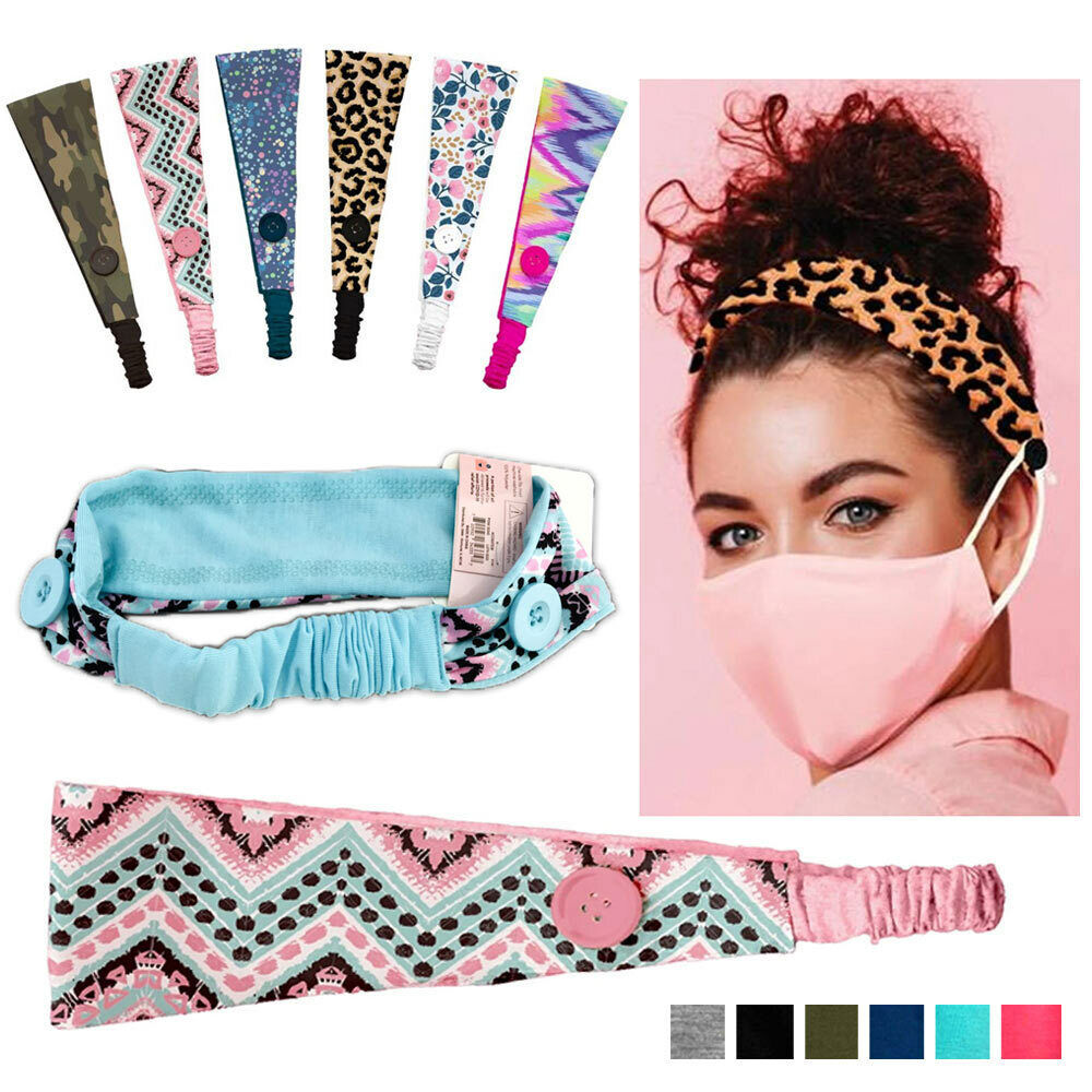 Primary image for 1 Pc Maskmates Button Headband Elastic Hair Band Ear Saver Cover Assorted Colors