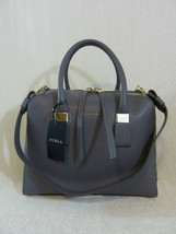 NWT FURLA Mist Gray Leather Twiggy Medium Bugatti/Satchel $598 - Made in Italy - £440.74 GBP