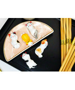 Colorful Calico Feline Kitty Cats Set of 5 Chopsticks And Flatware Holde... - $26.02 CAD