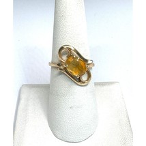 YELLOW GOLD AND GENUINE CITRINE RING SIZE 7.75 SKY - £264.15 GBP