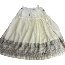 cotton elastic waist tier white embroidered A-line peasant skirt - £26.55 GBP