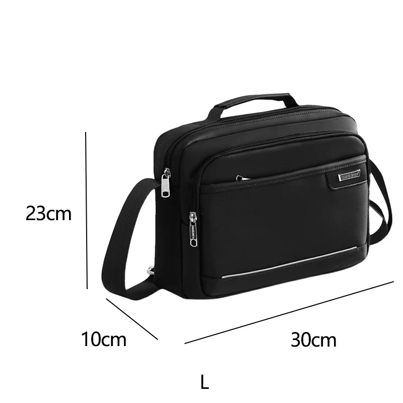 Men&#39;s Horizontal Shoulder Bag with Reflective Strip Nylon Messenger Bag Business - £58.48 GBP