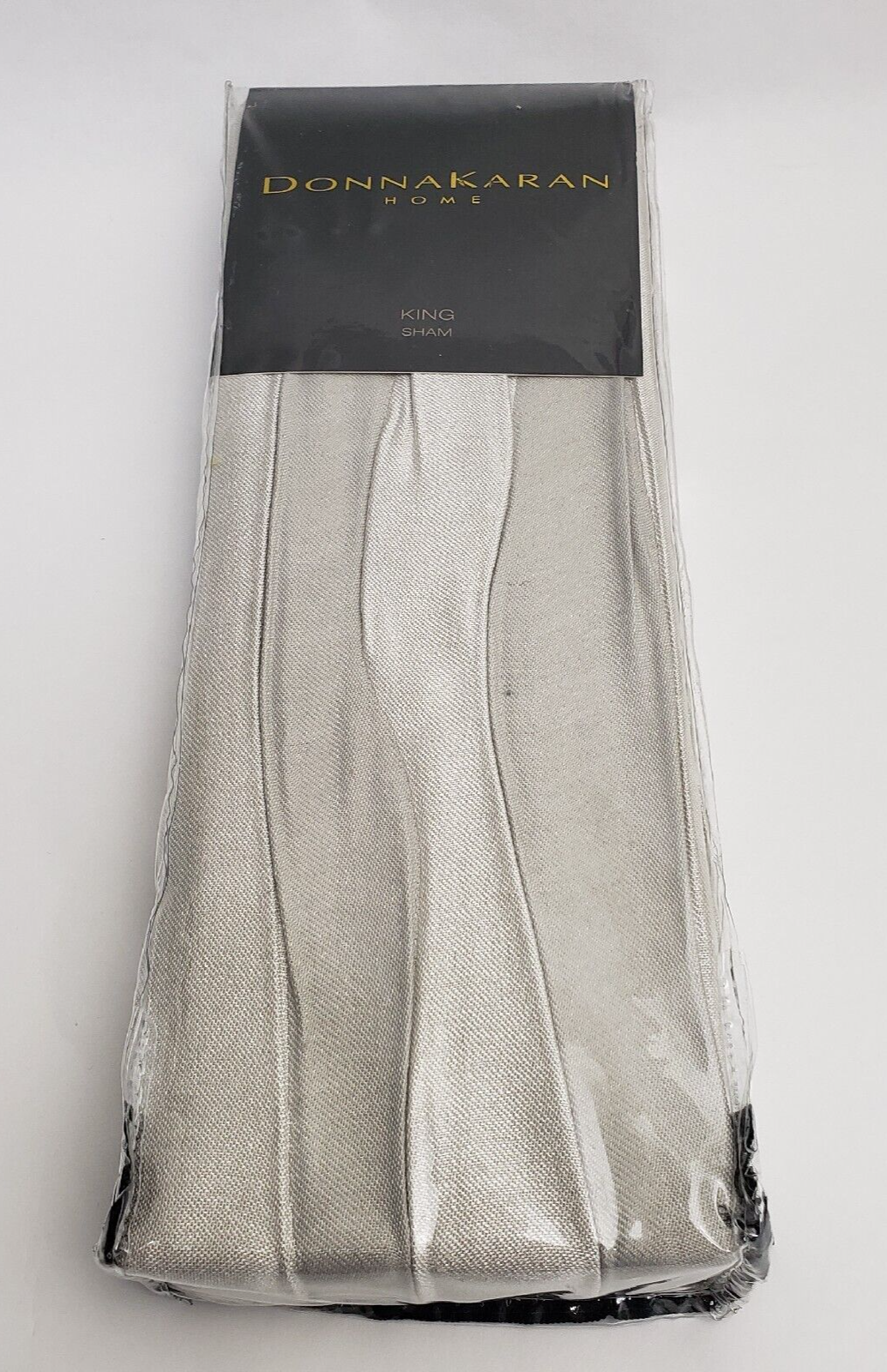 Donna Karan Home King Pillow Sham Silver Tidal Collection Two Tone Pleated - $59.35