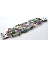 Handmade Vintage Pearl Semi Precious Gemstone Bead Bracelet Sterling Sil... - $270.80 CAD