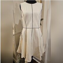 ALICE+OLIVIA M White LWD Contrast-Trim Sleeveless Skater Dress Wedding G... - $74.25