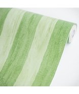 Green Stripes - Vinyl Self-Adhesive Wallpaper Prepasted Wall Stickers Wa... - £19.72 GBP