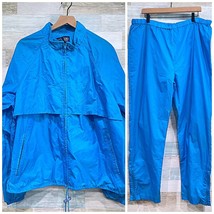 Lands End Vintage 2 Piece Nylon Rain Tracksuit Set Blue Lightweight Mens XL - £45.92 GBP