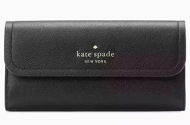 Kate Spade Rosie Large Flap Wallet Black Leather KB014 NWT Clutch $229 Retail FS - £67.67 GBP