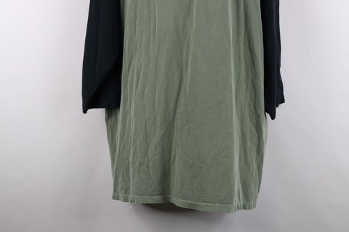 Vintage 90s Y2K Streetwear Mens 2XL Faded Blank 3/4 Sleeve Raglan T-Shirt Green Item image 12