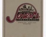 Josev&#39;s Restaurant Menu Sevierville Tennessee at Crawford Notch 1990&#39;s - $17.82