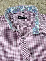 Jared Lang Shirt Mens XL Multicolored Gingham Check Button Up Flip Cuffs Paisley - $17.87