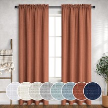 Terracotta Curtains 84 Inch Length For Living Room 2 Panels Rod Pocket Linen - £31.44 GBP