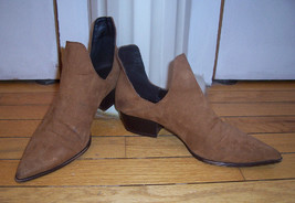 Zara Trafaluc Tan Suede Ankle Cut Out Side Boots booties Sz 37 6.5 US GUC - £17.34 GBP