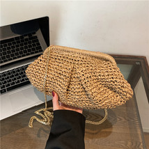 Small Raffia Beige Clutch Bag For Women,Straw Knitted Raffia Bag,Boho Bag - £20.44 GBP