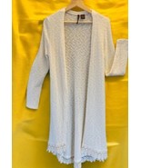 Heart-n-Crush Open Front Duster Cardigan Sweater Cream Long Sleeves BOHO... - $36.44