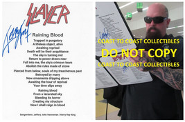 Kerry King Signed Slayer Raining Blood Lyrics Sheet COA Exact Proof Auto... - £157.45 GBP