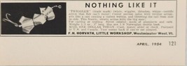 1954 Print Ad Twiggler Fishing Lures FH Horvath Little Workshop Westmins... - £7.70 GBP