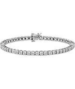 1.0 Cttw Diamond Round Faceted Bezel Tennis Bracelet Sterling Silver (I-... - £422.33 GBP