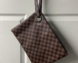 Lux Clutch Dark Brown Checked Womens Faux Leather - $12.82