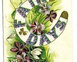 Fair Days Gold Clover Horseshoe and Flowers Postcard 1912 Printed in Ger... - $9.90