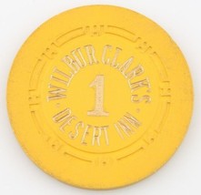 Wilbur Clark&#39;s Desert Inn Casino Roulette Chip Las Vegas Table 1 H Mold Yellow - £284.45 GBP