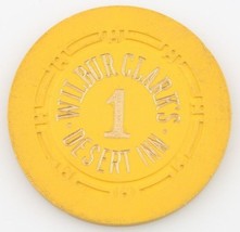 Wilbur Clark&#39;s Desert Inn Casino Roulette Chip Las Vegas Table 1 H Mold Yellow - £285.27 GBP