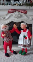 Vintage Annalee Santa and Mrs. Claus Dolls 29&quot; 1966 Poseable Large - £180.07 GBP