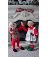 Vintage Annalee Santa and Mrs. Claus Dolls 29" 1966 Poseable Large - $229.00