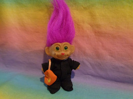 Russ Troll Black Cat Halloween Doll Hot Pink Hair Trick or Treat Pumpkin Bag - £7.65 GBP