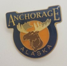 Anchorage Alaska Souvenir Travel Lapel Hat Pin Moose - £15.36 GBP