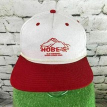 Hobe&#39;s Mens One Sz Snapback Hat Red White Flat Bill Baseball Cap VTG Flaw - £11.72 GBP