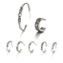 7Pcs/lot Metal Color Endless Earrings for Women Vintage European Ladies Circle H - £7.02 GBP