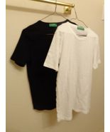 United Colors of Benetton Embroidered Logo T-Shirt Black White L Short S... - $13.00+
