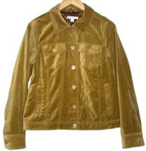 Isaac Mizrahi Live Womens Jacket Size 8 Camel Brown Leopard Lined Button Velvet - £14.74 GBP